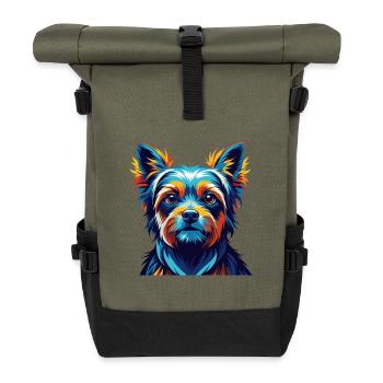 Perro De Presa Mallorquin Hunderasse Cartoon Kawaii - Rolltop Rucksack - Olive/Schwarz - Vorne