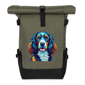 Picardie Spaniel Hunderasse Bunte Karikatur Kawaii - Rolltop Rucksack - Olive/Schwarz - Vorne