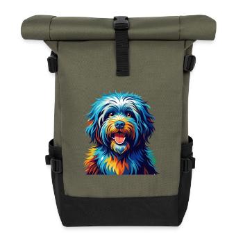 Puli Chien Race Coloré Aquarelle Dessin Animé Kawaii - Sac à dos roll top - olive/noir - Devant