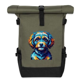 Spielzeugpudel Hunderasse Bunt Karikatur Kawaii - Rolltop Rucksack - Olive/Schwarz - Vorne