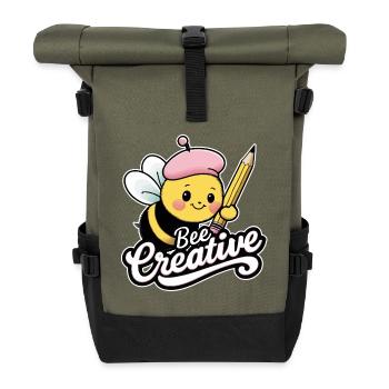 creative bee bee be creative - Roll Top Backpack - olive/black - Front