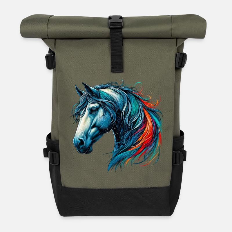 Pferd - Rolltop Rucksack - Olive/Schwarz
