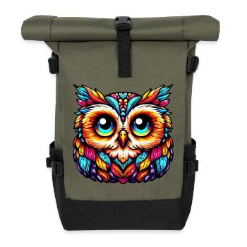 Eule - Rolltop Rucksack - Olive/Schwarz - Vorne