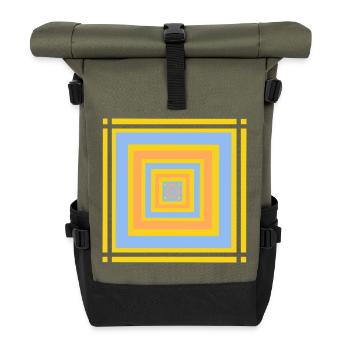 Geometrische Farbenspiele Muster - Rolltop Rucksack - Olive/Schwarz - Vorne