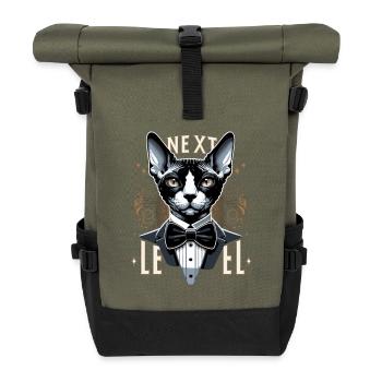 Cornish Rex Anzug Next Level Katze Geschenk - Rolltop Rucksack - Olive/Schwarz - Vorne