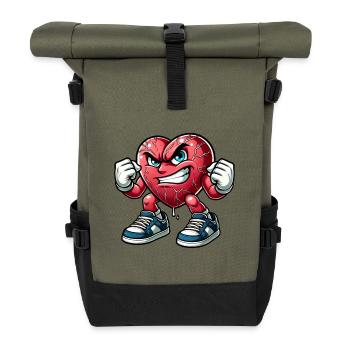 Angry Heart Design - Roll Top Backpack - olive/black - Front