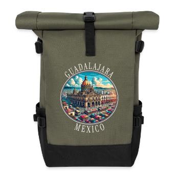 Guadalajara Mexiko Reise Design - Rolltop Rucksack - Olive/Schwarz - Vorne