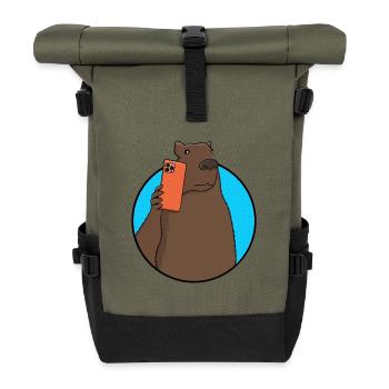 Capybara Social-Media-Influencer - Rolltop Rucksack - Olive/Schwarz - Vorne