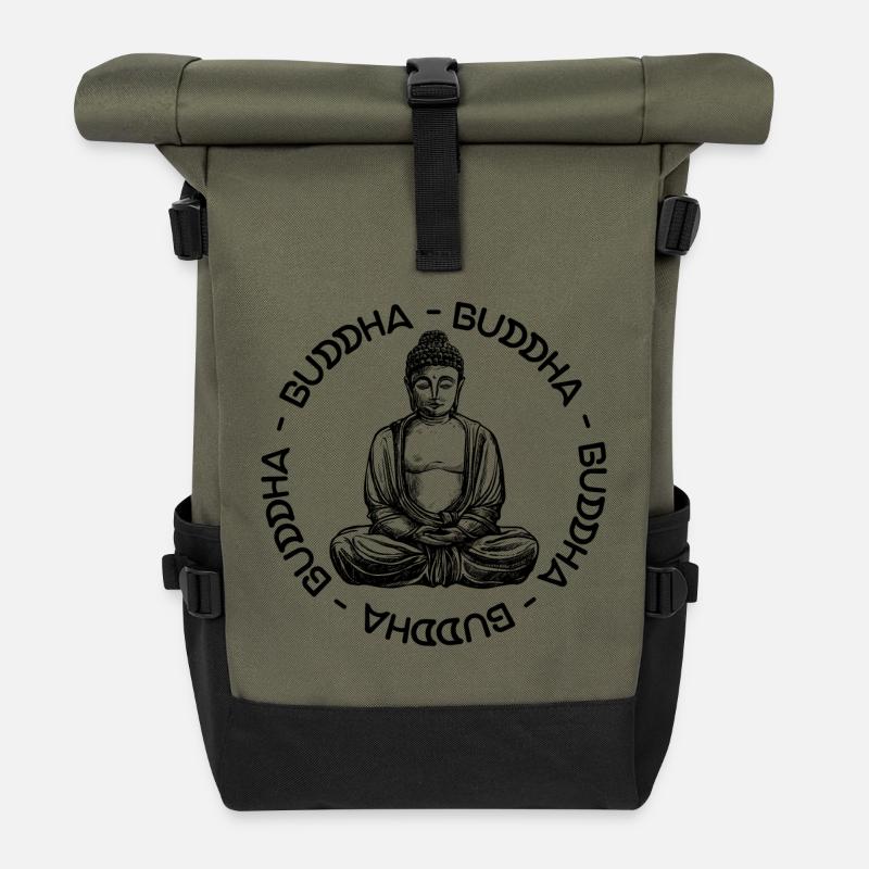 Buddha - Buddha - Buddha Liebe - Rolltop Rucksack - Olive/Schwarz