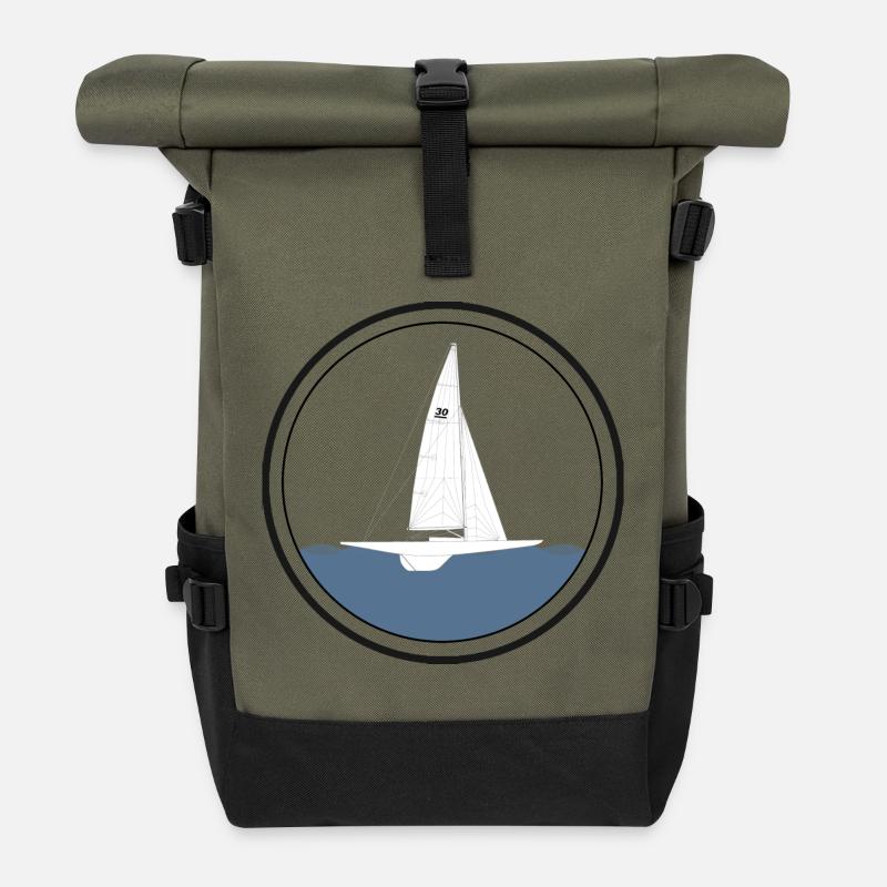 Segelboot 30er Schärenkreuzer - Rolltop Rucksack - Olive/Schwarz