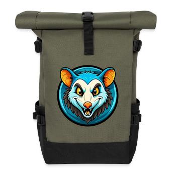 Opossum Bunte Kawaii Cartoon Figur Clipart - Rolltop Rucksack - Olive/Schwarz - Vorne