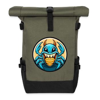 Craw Bunte Kawaii Cartoon Figur Clipart Haustier - Rolltop Rucksack - Olive/Schwarz - Vorne
