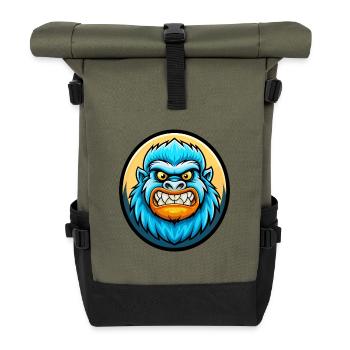 Yeti Bunte Kawaii Cartoon Figur Clipart Haustier - Rolltop Rucksack - Olive/Schwarz - Vorne