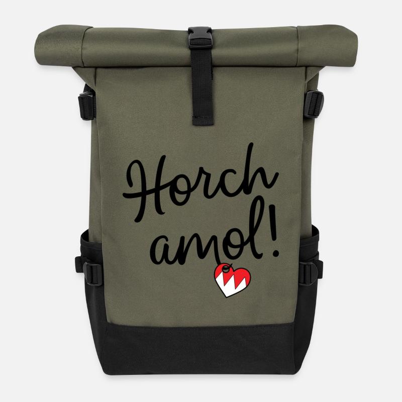 Listen amol! - Roll Top Backpack - olive/black