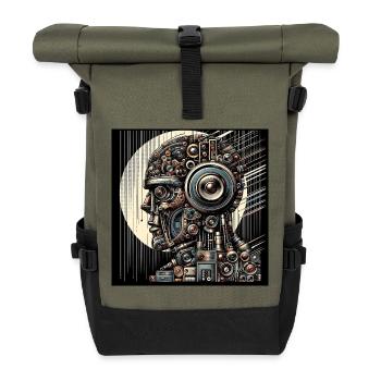 Analog soul AI robot Art - Roll Top Backpack - olive/black - Front