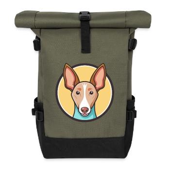 Podenco Andaluz Dog Breed Cartoon Kawaii Clipart - Roll Top Backpack - olive/black - Front