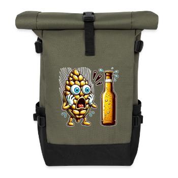 Funny beer hops design - Roll Top Backpack - olive/black - Front