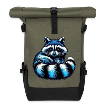 Waschbär - Rolltop Rucksack - Olive/Schwarz - Vorne