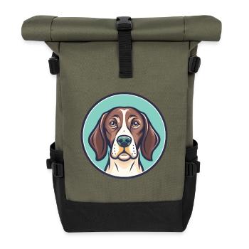 Portugiesischer Vorstehhund Rasse Karikatur Kawaii - Rolltop Rucksack - Olive/Schwarz - Vorne