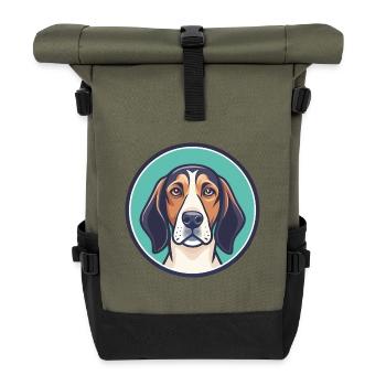 Treeing Walker Coonhound Dog Breed Cartoon Kawaii - Roll Top Backpack - olive/black - Front
