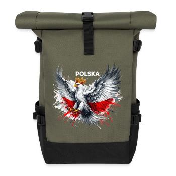Poland Polska Polish Red White Eagle Crown Gift - Roll Top Backpack - olive/black - Front