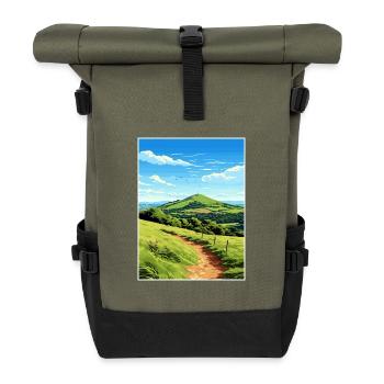 Malvern Hills Aonb Reise Poster Souvenir Farbe WP - Rolltop Rucksack - Olive/Schwarz - Vorne