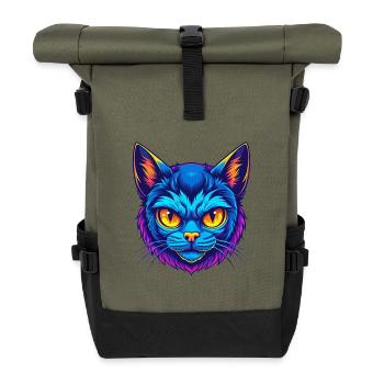 Pixie Bob Cat Breed Cartoon Kawaii Animal Pet - Roll Top Backpack - olive/black - Front