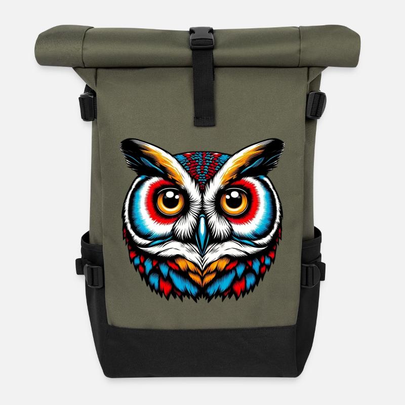 Eule - Rolltop Rucksack - Olive/Schwarz