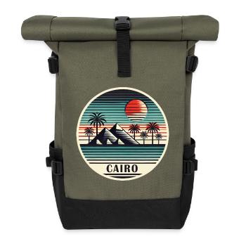 Kairo Ägypten Pyramiden Wüste - Rolltop Rucksack - Olive/Schwarz - Vorne