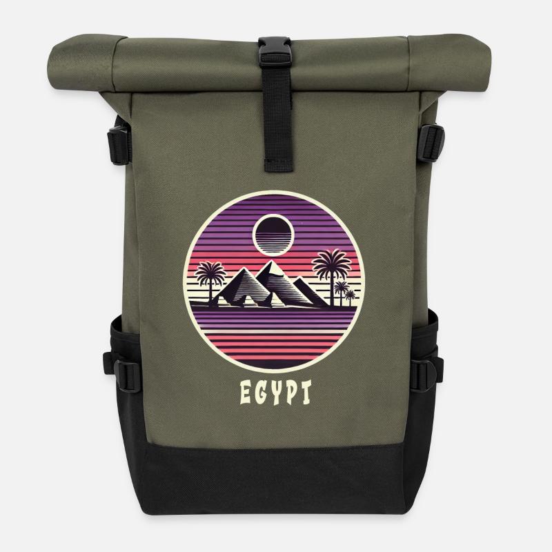 Design de pyramide égyptienne - Sac à dos roll top - olive/noir