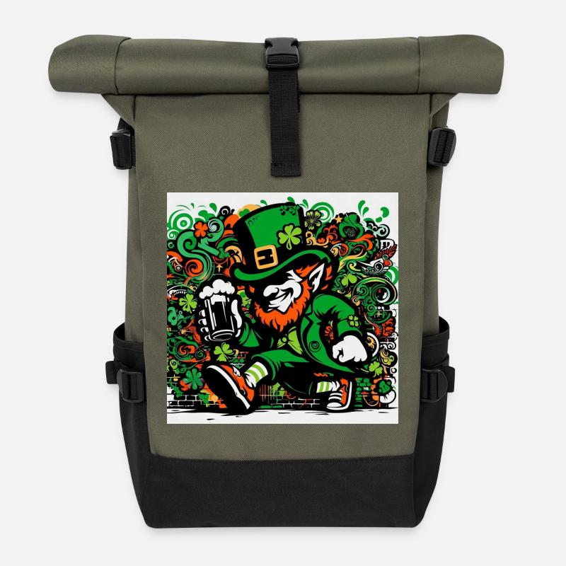 Leprechaun Ireland - Roll Top Backpack - olive/black