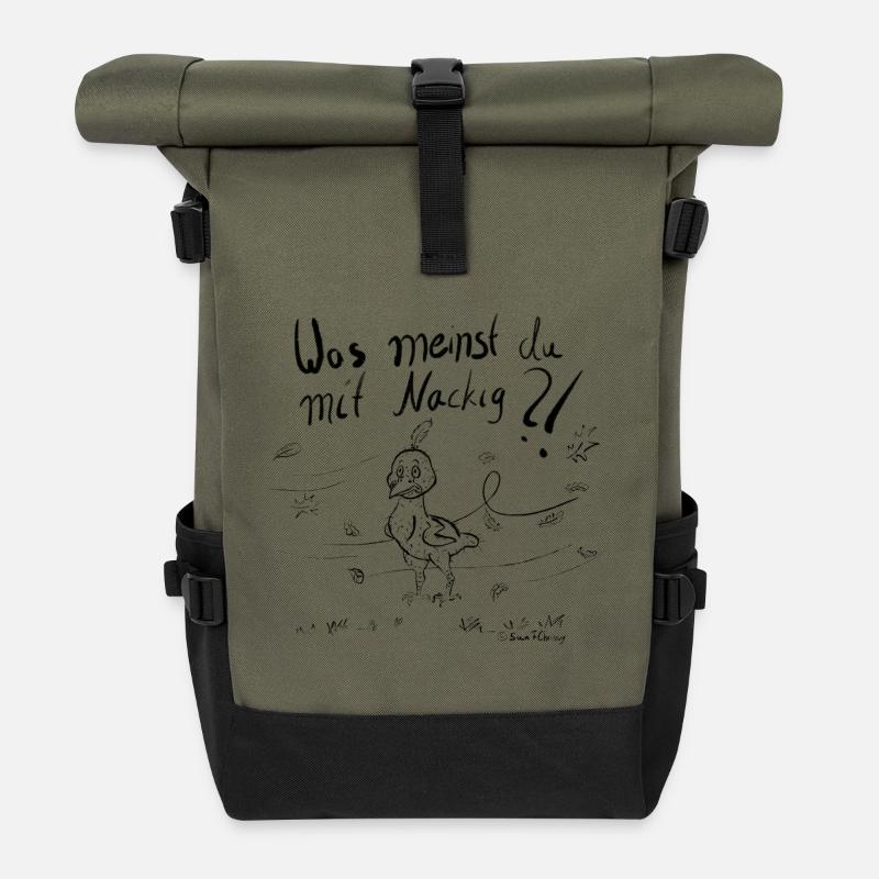 Ein Mausender Vogel im Herbstwind - Rolltop Rucksack - Olive/Schwarz