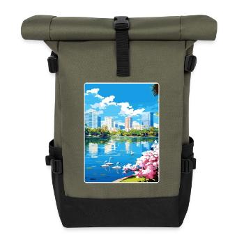 Orlando Beach Florida City Reiseposter Souvenir - Rolltop Rucksack - Olive/Schwarz - Vorne