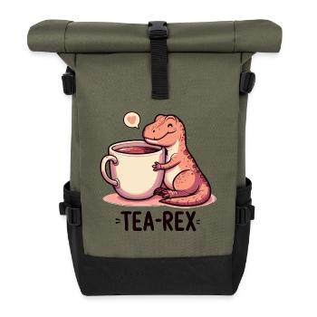 Tea Rex Tea Rex Tea Drinker Gift - Roll Top Backpack - olive/black - Front