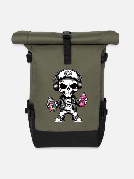 Graffiti Sprayer - Rolltop Rucksack - Olive/Schwarz