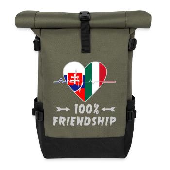 Slowakei und Italien 100% Freundschaft - Rolltop Rucksack - Olive/Schwarz - Vorne