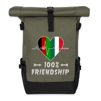 Afghanistan and Italy 100% friendship - Roll Top Backpack - olive/black - Front