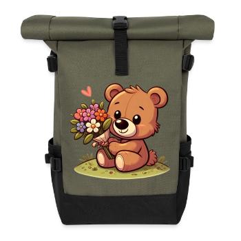 Teddy Bear 4 - Roll Top Backpack - olive/black - Front