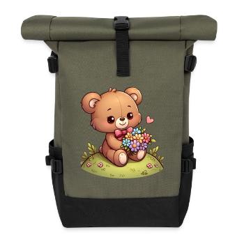 Teddy Bear 6 - Roll Top Backpack - olive/black - Front