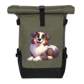 Australischer Schäferhund - Rolltop Rucksack - Olive/Schwarz - Vorne