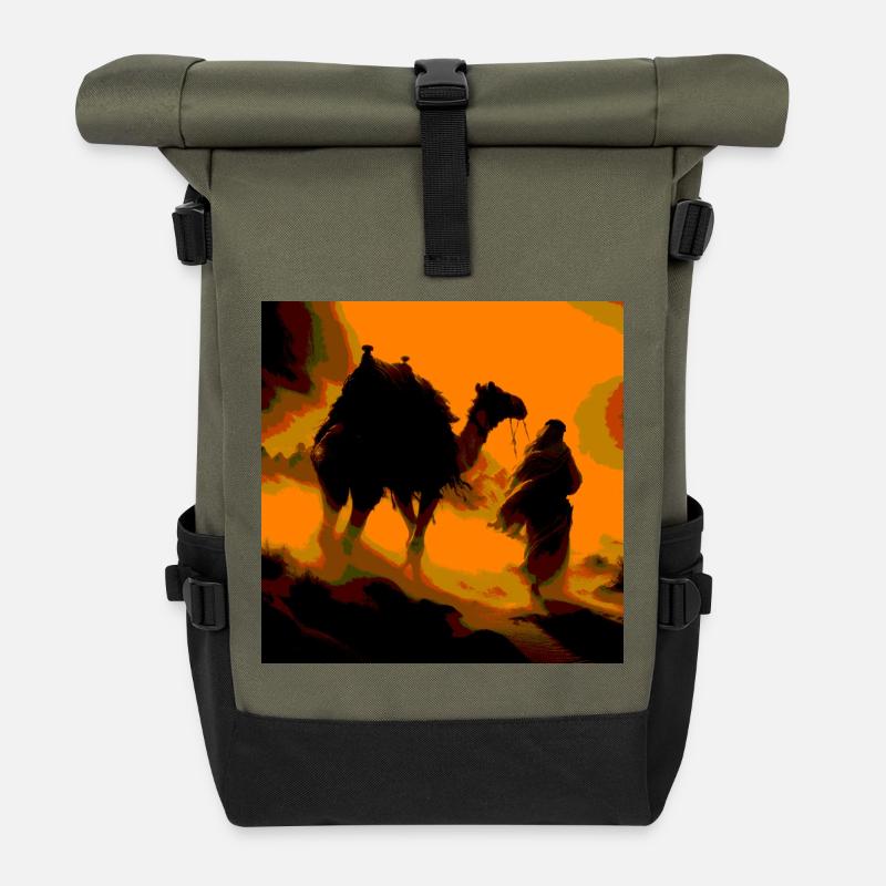 Wild Desert - Roll Top Backpack - olive/black