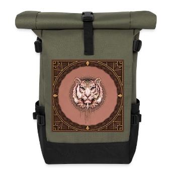 Captivating and artistic representation of the face - Roll Top Backpack - olive/black - Front