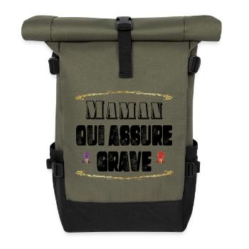 Maman Qui Assure Grave - Sac à dos roll top - olive/noir - Devant