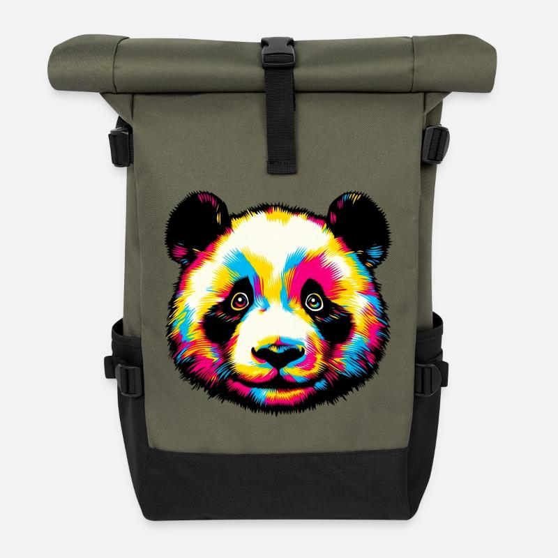 Panda - Rolltop Rucksack - Olive/Schwarz