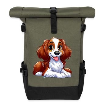 Brittany Spaniel 12 - Roll Top Backpack - olive/black - Front