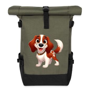 Bretagnischer Spaniel 11 - Rolltop Rucksack - Olive/Schwarz - Vorne