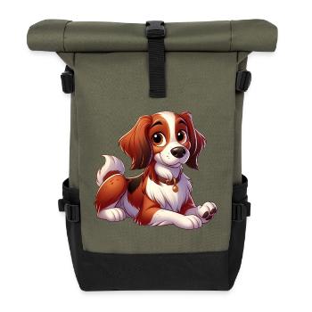Brittany Spaniel 10 - Roll Top Backpack - olive/black - Front