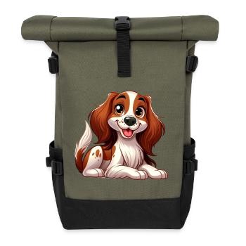 Bretagnischer Spaniel - Rolltop Rucksack - Olive/Schwarz - Vorne