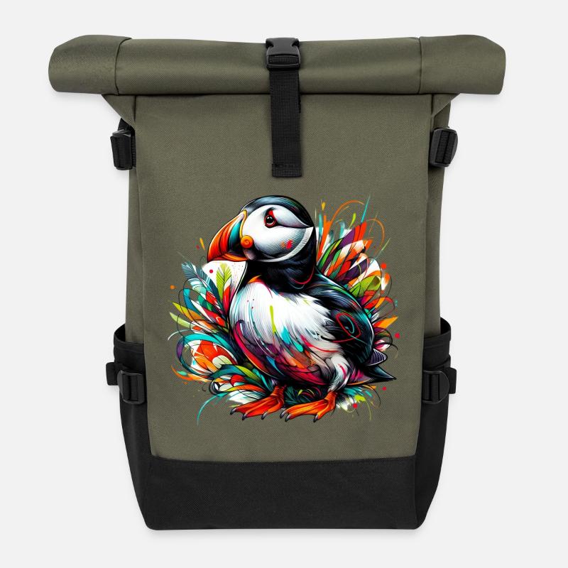 Papageitaucher - Rolltop Rucksack - Olive/Schwarz