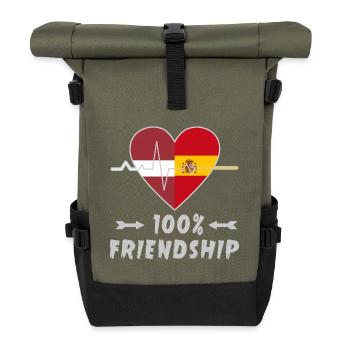 Lettland und Spanien 100% Freundschaft - Rolltop Rucksack - Olive/Schwarz - Vorne